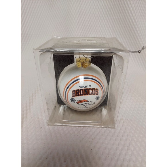 NFL Property of Denver Broncos Christmas Ornament New in Box Glass Ball - Picture 1 of 6